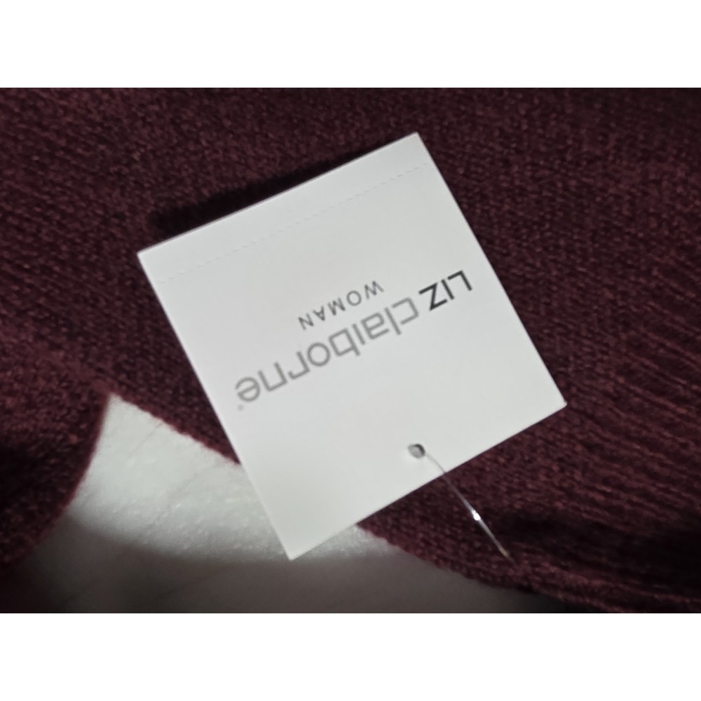 Liz Claiborne Women's Burgundy Floral Knit Sweater Size 2X Crewneck - Picture 3 of 7